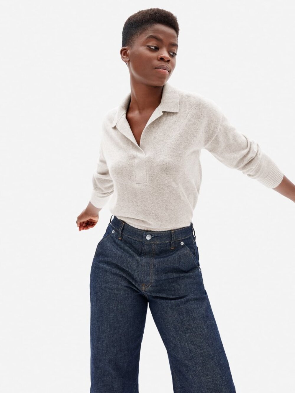Everlane The Cashmere Polo White Base - Size M